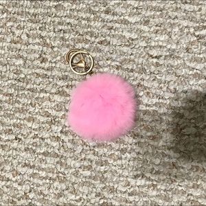 Real Rabbit Fluffy Fur Pom Pom Keychain Ball Pink